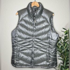 The North Face Womens 550 Down Puffer Vest XXL Gray Quilted Goose Down Insulated